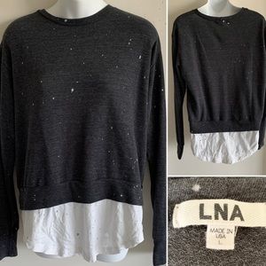 LNA deconstructed shredded bleached layered sweatshirt gray white size Large L